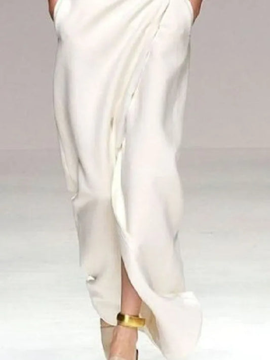 Half Sleeve Solid Vintage Dress